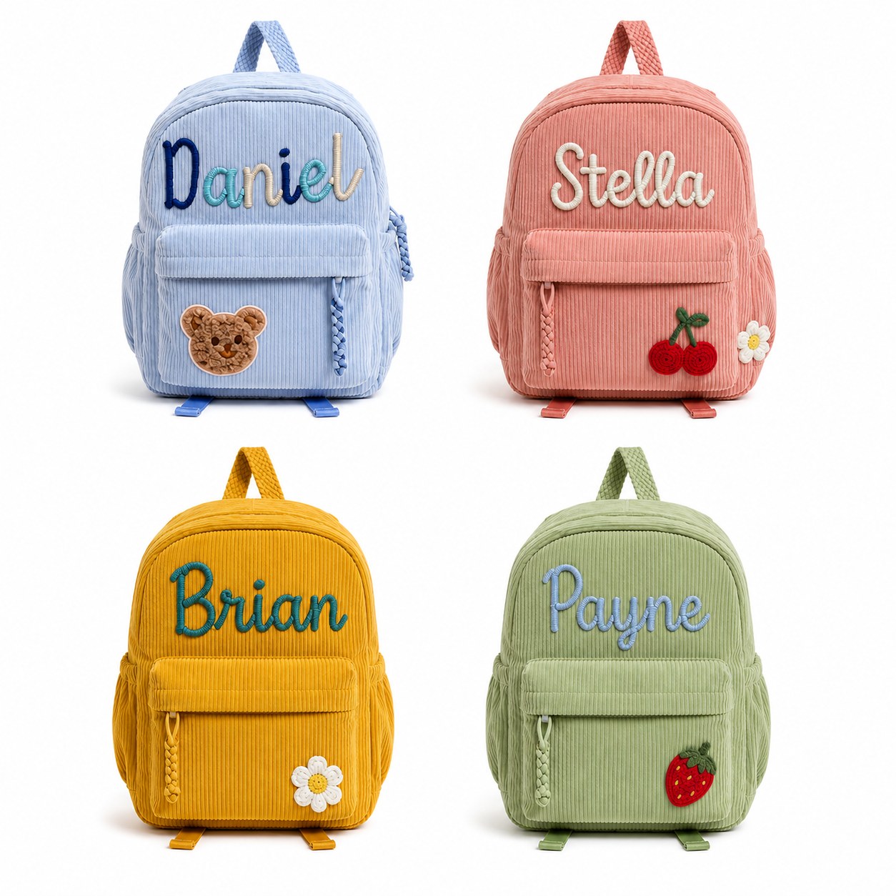 Los cuatro colores de la mochila juntos